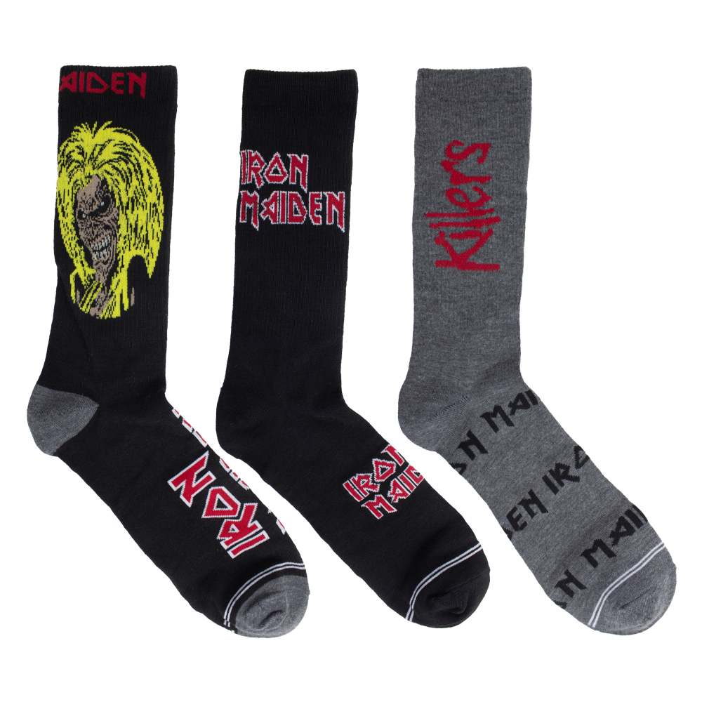 Iron Maiden - 3 Pack Guitar Tin Socken - Schwarz/Grau